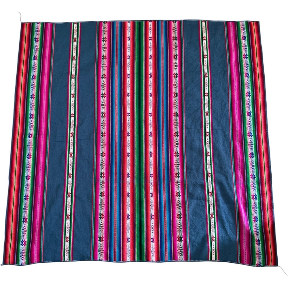 Blue Pink Green Native Tribal Blanket, Yoga Blanket, small picnic blanket